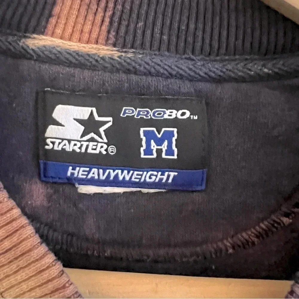 Vintage STARTER Upcycled Bleach-Dyed Crew Neck Pullover Sweatshirt Women’s MED - Picture 4 of 8